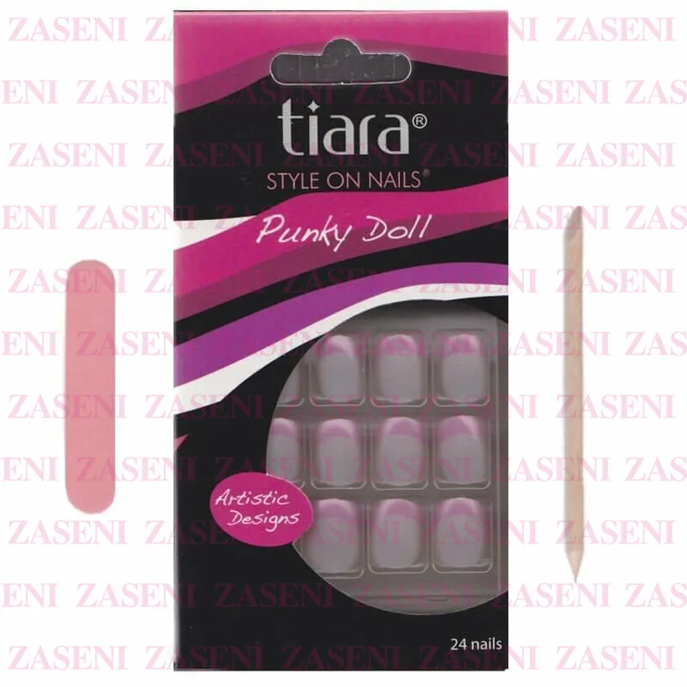 TIARA UÑAS POSTIZAS PUNKY DOLL FRANCESA FUCSIA SFN207