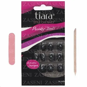TIARA UÑAS POSTIZAS PUNKY DOLL NEGRAS CON ESTRELLAS SDN802