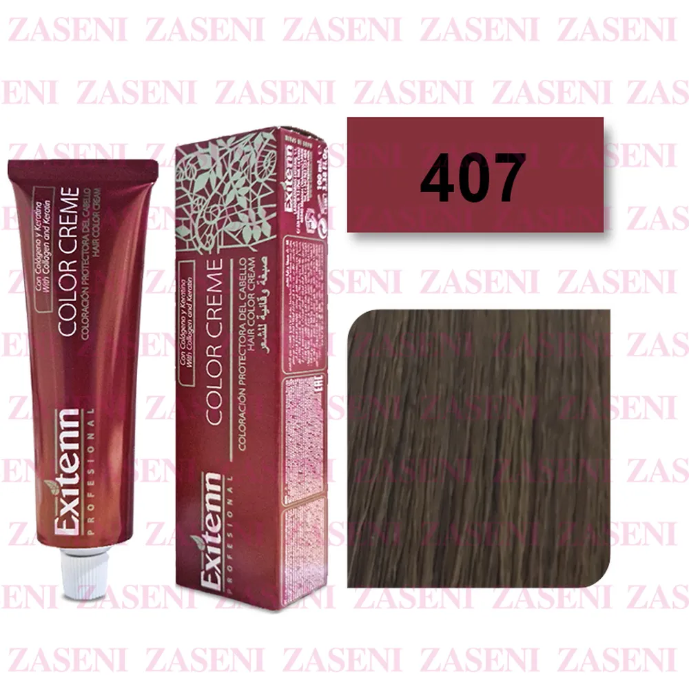 EXITENN TINTE COLOR CREME 407 CASTAÑO MEDIO CACAO 100ML