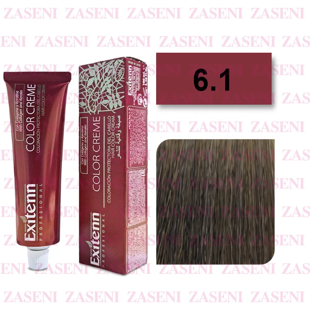 EXITENN TINTE COLOR CREME 6.1 RUBIO OSCURO CENIZA 100ML