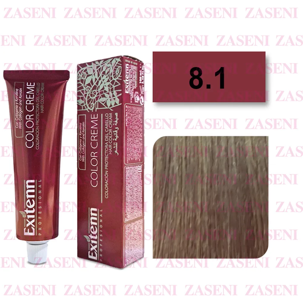 EXITENN TINTE COLOR CREME 8.1 RUBIO CLARO CENIZA 100ML