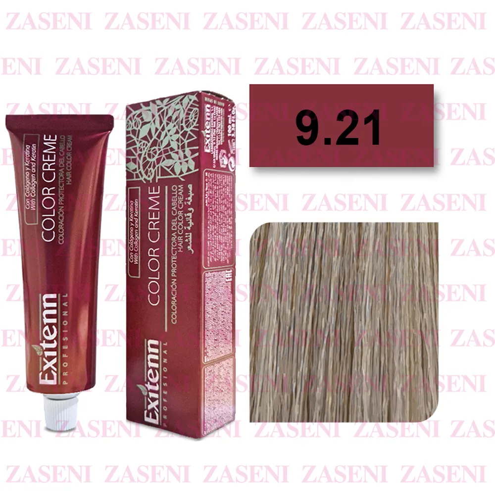 EXITENN TINTE COLOR CREME 9.21 RUBIO CLARÍSIMO GRIS PLATINO 100ML