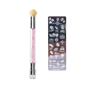 PINCEL ESTAMPADOR DEGRADADOR + PLACA ESTAMPADOS NAIL ART TOOL