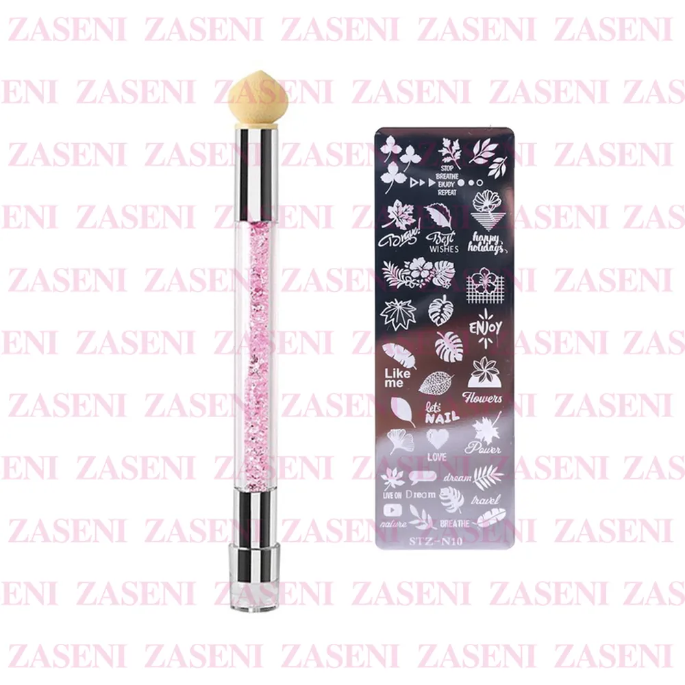 PINCEL ESTAMPADOR DEGRADADOR + PLACA ESTAMPADOS NAIL ART TOOL