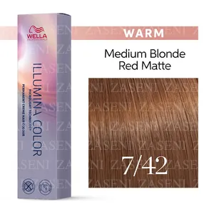 WELLA TINTE ILLUMINA COLOR WARM 7/42 RUBIO MEDIO ROJO MATE 60ML