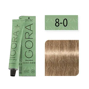 SCHWARZKOPF TINTE IGORA ZERO AMM 8-0 RUBIO CLARO NATURAL 60ML