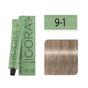 SCHWARZKOPF TINTE IGORA ZERO AMM 9-1 RUBIO MUY CLARO CENIZA 60ML