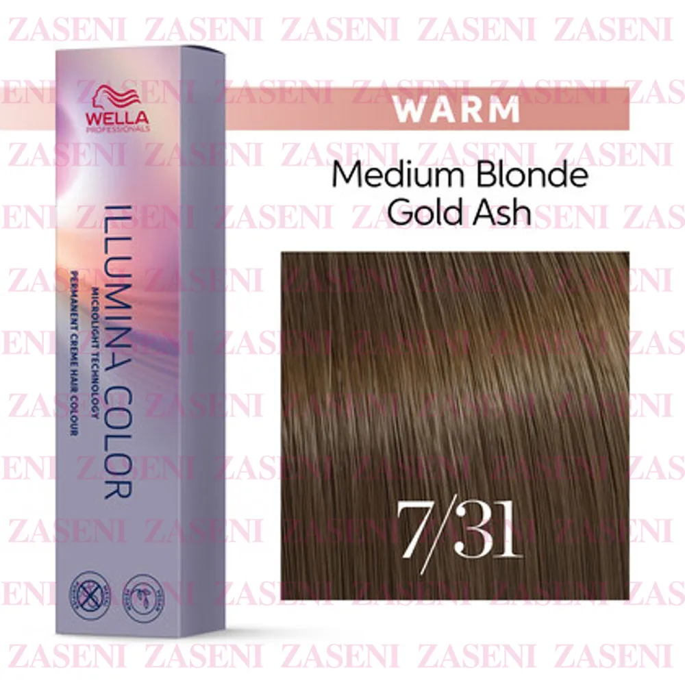 WELLA TINTE ILLUMINA COLOR WARM 7/31 RUBIO MEDIO DORADO CENIZA 60ML