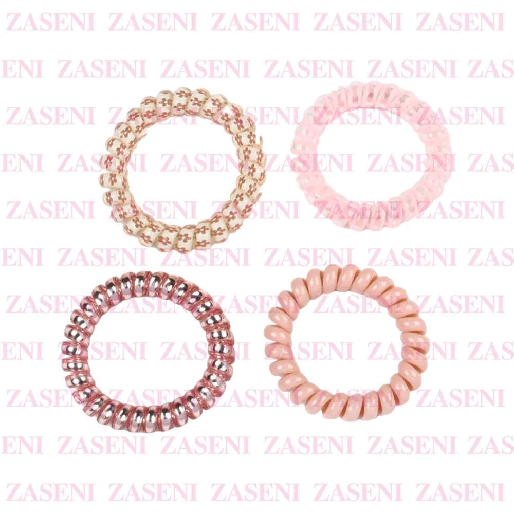 Gomas De Pelo Espiral Rosas 4Uds