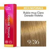 WELLA TINTE COLOR TOUCH RICH NATURALS N° 9/36 RUBIO MUY CLARO DORADO VIOLETA 60ML
