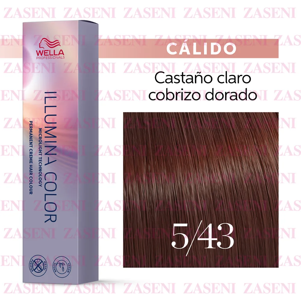 WELLA TINTE ILLUMINA COLOR WARM 5/43 CASTAÑO CLARO COBRIZO DORADO 60ML