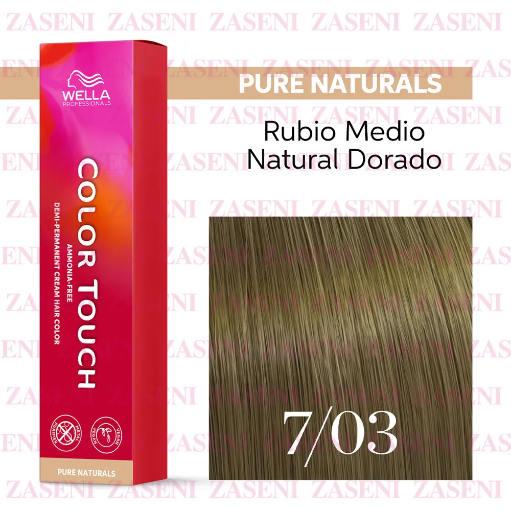 WELLA TINTE COLOR TOUCH PURE NATURALS 7/03 RUBIO MEDIO NATURAL DORADO 60ML