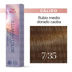 WELLA TINTE ILLUMINA COLOR WARM 7/35 RUBIO MEDIO DORADO CAOBA 60ML