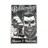Póster Metálico Barbershop Negro