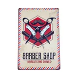 Póster Metálico Barber Shop Tijeras