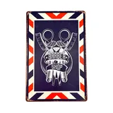 Póster Metálico Barber Shop Azul