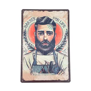 PÓSTER METÁLICO BARBER FOR LIFE