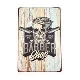 Póster Metálico Barber Shop Calavera