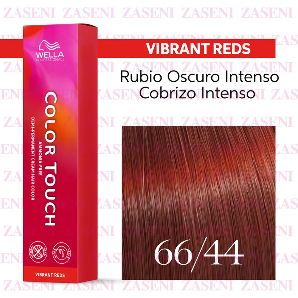 WELLA TINTE COLOR TOUCH VIBRANT REDS 66/44 RUBIO OSCURO INTENSO COBRIZO 60ML