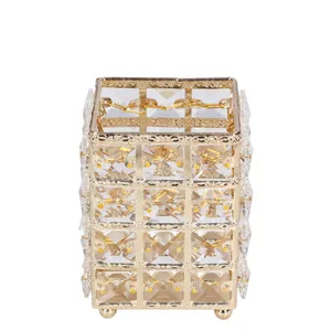 PORTAPINCELES DIAMANTES DORADO CUADRADO