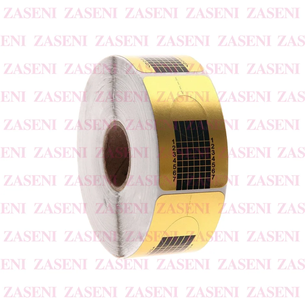 MOLDE ADHESIVO UÑAS RECTANGULAR DORADO 500UDS