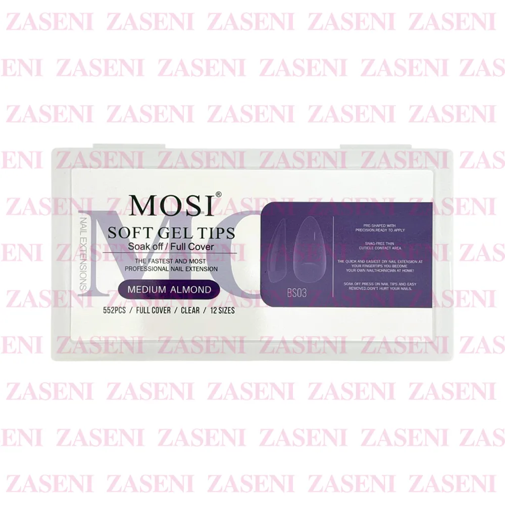 MOSI SOFT GEL TIPS MEDIUM ALMOND 552UDS