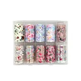 Foil Uñas Flores Variadas 10Uds