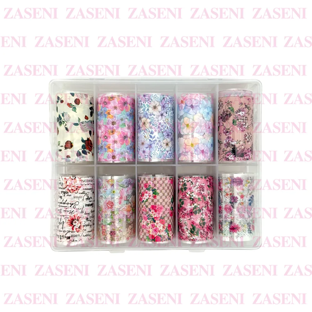 FOIL UÑAS FLORES VARIADAS 10UDS