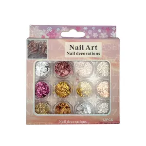 PACK DECORACIÓN UÑAS PAN DE ORO VARIADO 12UDS