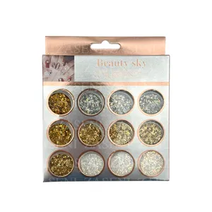 PACK DECORACIÓN UÑAS ORO Y PLATA 12UDS