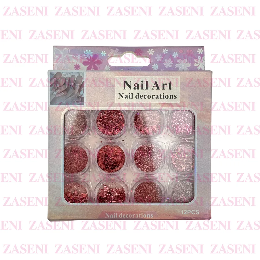 PACK DECORACIÓN UÑAS ROSA 12UDS