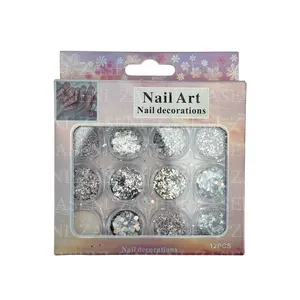 PACK DECORACIÓN UÑAS PLATA 12UDS