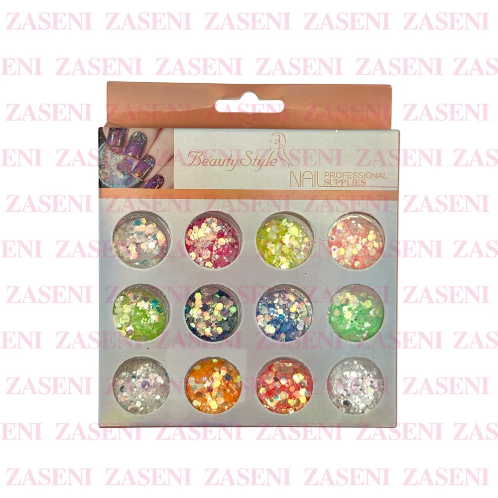 PACK DECORACIÓN UÑAS ESCAMAS COLORES VARIADOS 12UDS