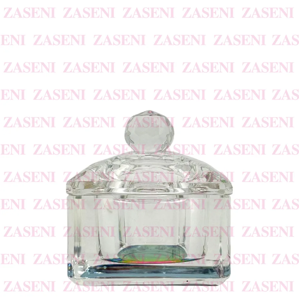 VASO CRISTAL CON TAPA MONÓMERO IRIDISCENTE CUADRADO GRANDE