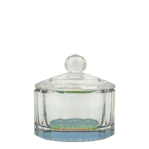 VASO CRISTAL CON TAPA MONÓMERO IRIDISCENTE DODECÁGONO GRANDE