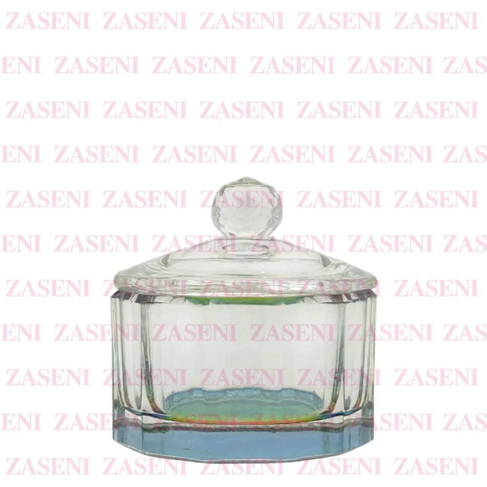 VASO CRISTAL CON TAPA MONÓMERO IRIDISCENTE DODECÁGONO GRANDE