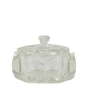 VASO CRISTAL CON TAPA MONÓMERO TRANSPARENTE HEXÁGONO GRANDE