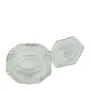 VASO CRISTAL CON TAPA MONÓMERO TRANSPARENTE HEXÁGONO GRANDE