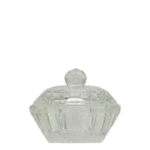 VASO CRISTAL CON TAPA MONÓMERO TRANSPARENTE CUADRADO MEDIANO