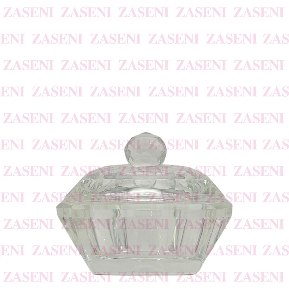 VASO CRISTAL CON TAPA MONÓMERO TRANSPARENTE CUADRADO MEDIANO