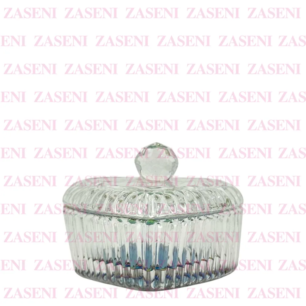 VASO CRISTAL CON TAPA MONÓMERO IRIDISCENTE CORAZÓN MEDIANO