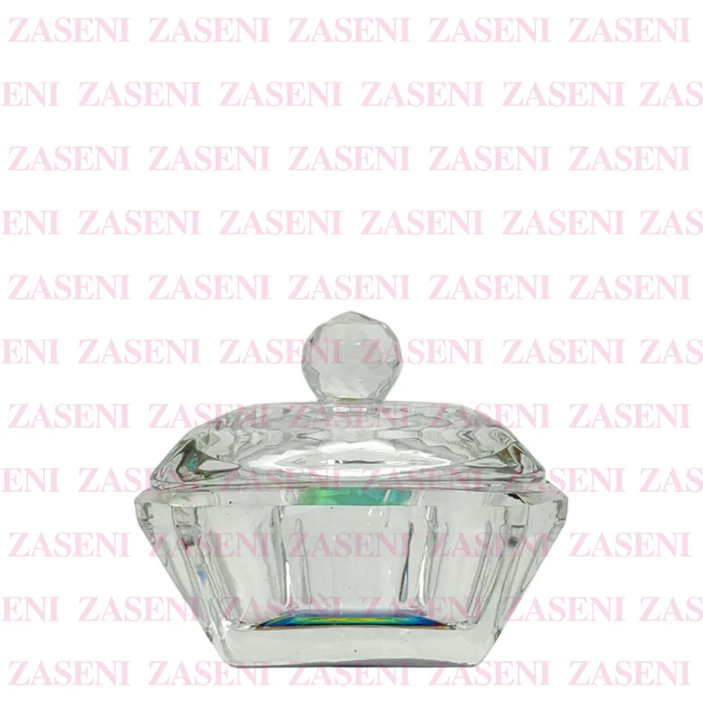 VASO CRISTAL CON TAPA MONÓMERO IRIDISCENTE CUADRADO MEDIANO