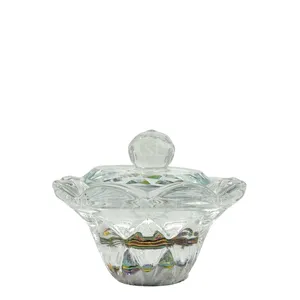 VASO CRISTAL CON TAPA MONÓMERO IRIDISCENTE FLOR MEDIANO