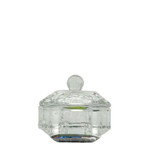 VASO CRISTAL CON TAPA MONÓMERO IRIDISCENTE CUADRADO PEQUEÑO