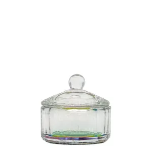 VASO CRISTAL CON TAPA MONÓMERO IRIDISCENTE REDONDO RECTO PEQUEÑO
