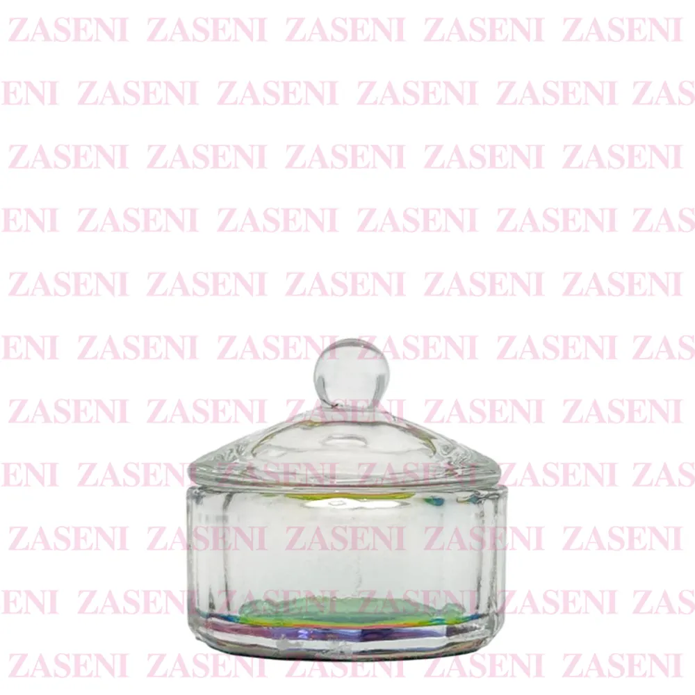 VASO CRISTAL CON TAPA MONÓMERO IRIDISCENTE REDONDO RECTO PEQUEÑO