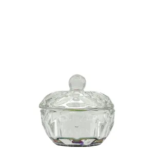 VASO CRISTAL CON TAPA MONÓMERO IRIDISCENTE OCTÓGONO REDONDO PEQUEÑO