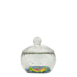 VASO CRISTAL CON TAPA MONÓMERO IRIDISCENTE REDONDO PEQUEÑO