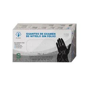 ALBA GUANTES NITRILO SIN POLVO NEGROS 100UDS TALLA S