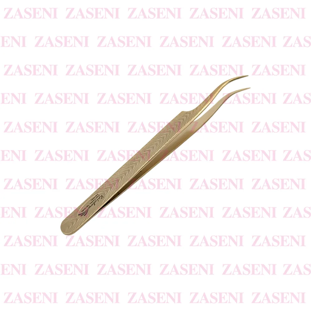 PINZA DE PRECISIÓN PESTAÑAS CURVA DORADA